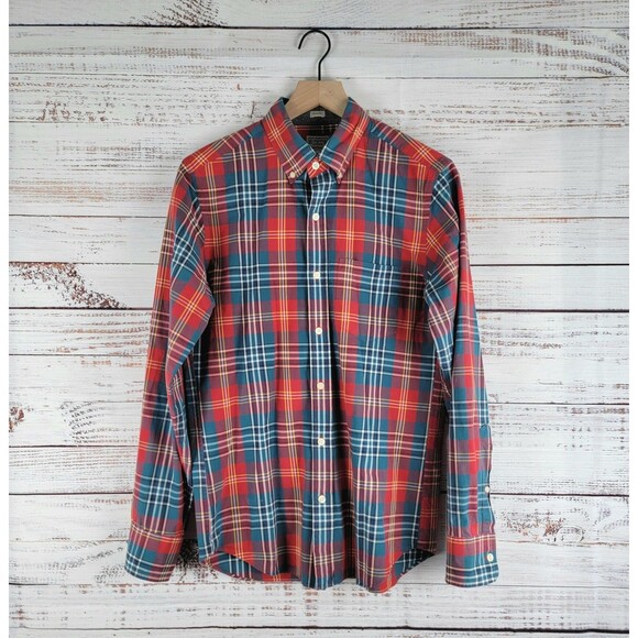 J. Crew Slim Fit Button Down Mens Size S Shirt Cotton Plaid Red Casual - Picture 1 of 8